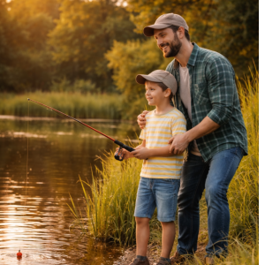 Fishing in our stocked pond