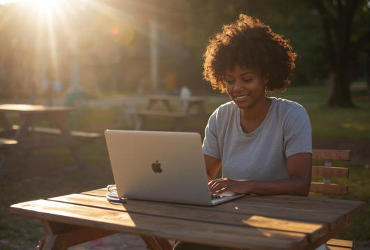 someone using our free Wi-Fi